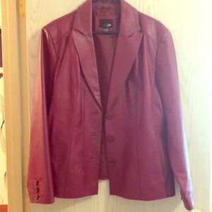 Leather Jacket Burgundy Red X Large